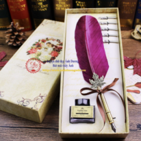Bút lông ngỗng hộp hoa văn 6 ngòi 1 quản 1 mực