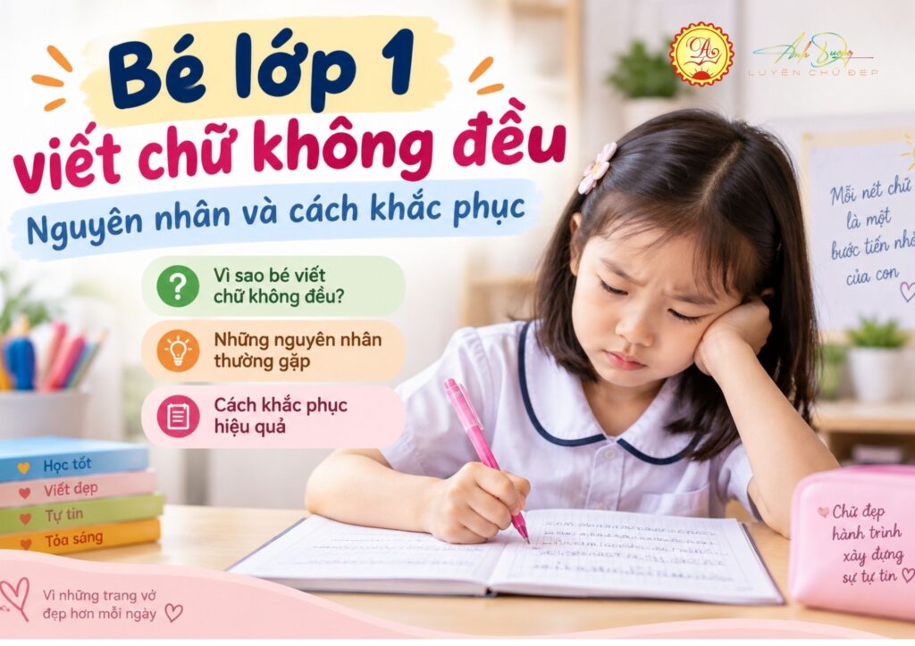 Bé lớp 1 viết chữ không đều và cách khắc phục